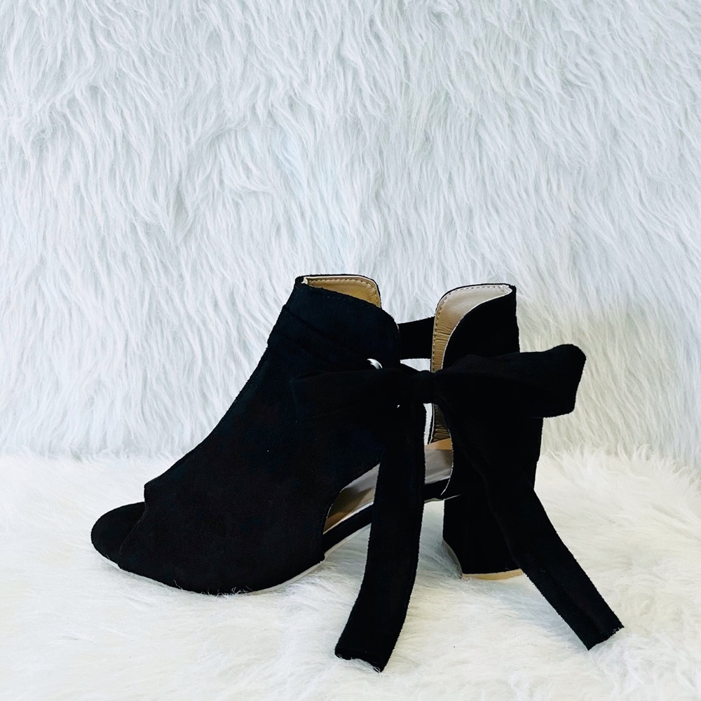 Black Peep Toe Sandals Sz 7 - Picture 4 of 7